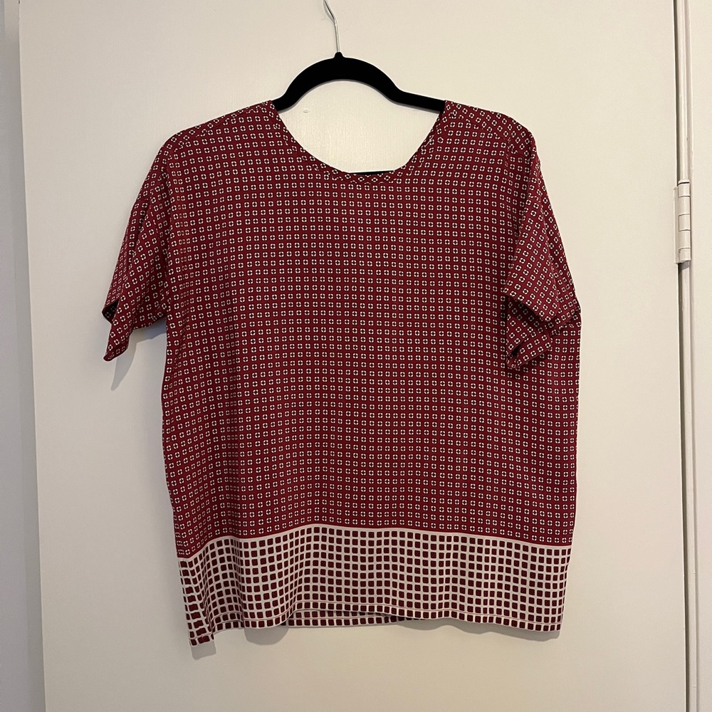 Madewell Silk Patterned Short Sleeve Blouse
